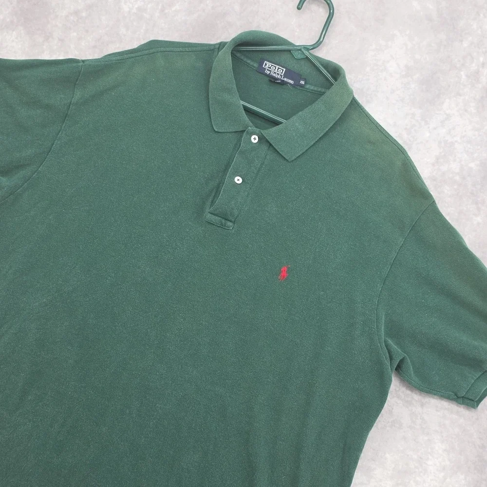 Vtg Polo Ralph‎ Lauren Short Sleeve Polo Shirt Mens XXL Green Preppy Made In USA